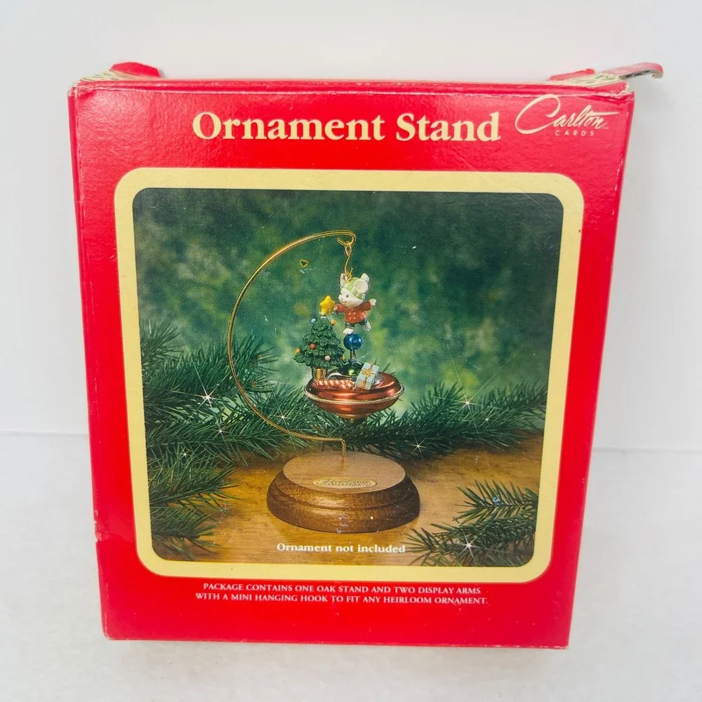 Carlton Cards Heirloom Collection Oak Ornament Stand with 2 Display Arms Vintage